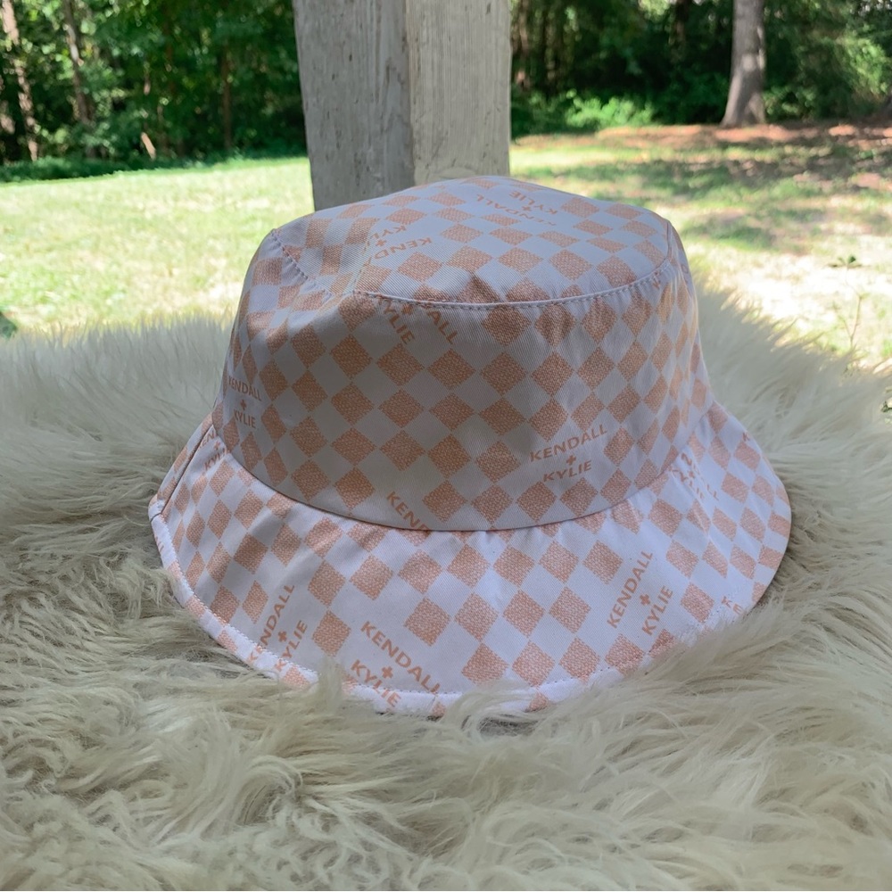Kendall + Kylie Checker Monogram Bucket Sun Hat One Size
